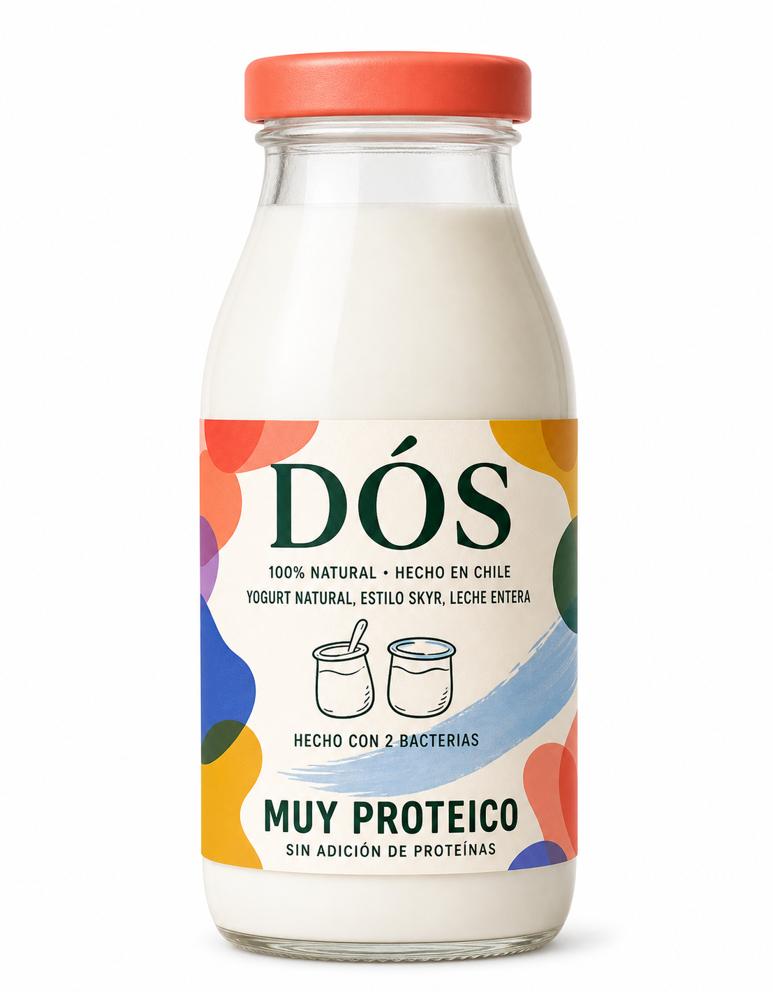 Botella DÓS yogurt natural estilo skyr, diseño C